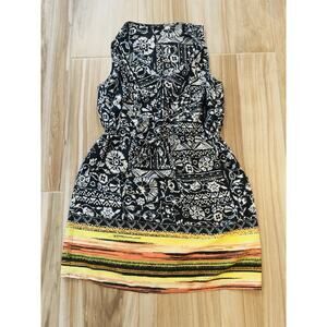 BeBop Black/White/Colorful Border, Retro Sleeveless Summer Dress Size Large